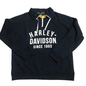 Harley Davidson 1/4 Zip Pullover 100% Cotton Knit
